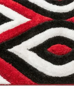 Well Woven Geometric Malibu Red Modern 3D Textured Shag Rug