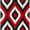 Well Woven Geometric Malibu Red Modern 3D Textured Shag Rug