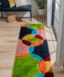 Well Woven Newport Modern Geometric Shag Multi 3D Textured Thick & Soft Shag Rug