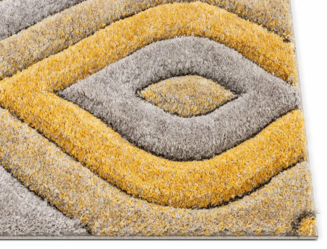 Well Woven Malibu Yellow Modern 3D Textured Shag Rug By Chill Rugs Geometric 3 Well Woven Malibu Yellow Modern 3D Textured Shag Rug By Chill Rugs Geometric
