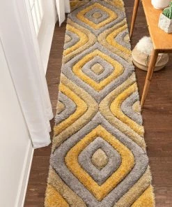 Well Woven Malibu Yellow Modern 3D Textured Shag Rug By Chill Rugs Geometric 8 Well Woven Malibu Yellow Modern 3D Textured Shag Rug By Chill Rugs Geometric