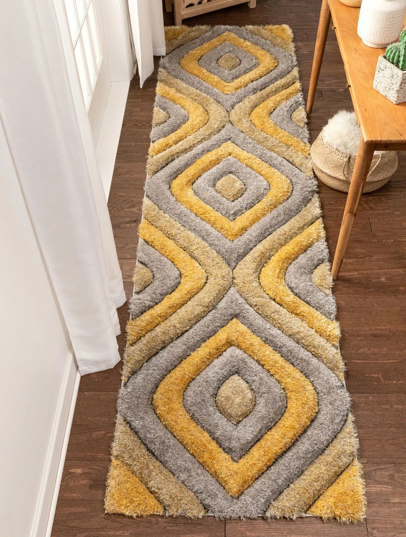 Well Woven Malibu Yellow Modern 3D Textured Shag Rug By Chill Rugs Geometric 4 Well Woven Malibu Yellow Modern 3D Textured Shag Rug By Chill Rugs Geometric