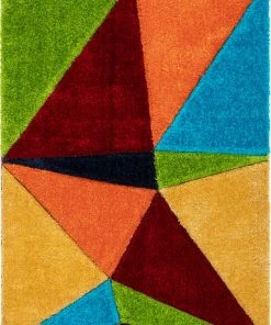 Well Woven Rialto Modern Geometric Shag Multi 3D Textured Thick & Soft Shag Rug