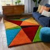 Well Woven Rialto Modern Geometric Shag Multi 3D Textured Thick & Soft Shag Rug