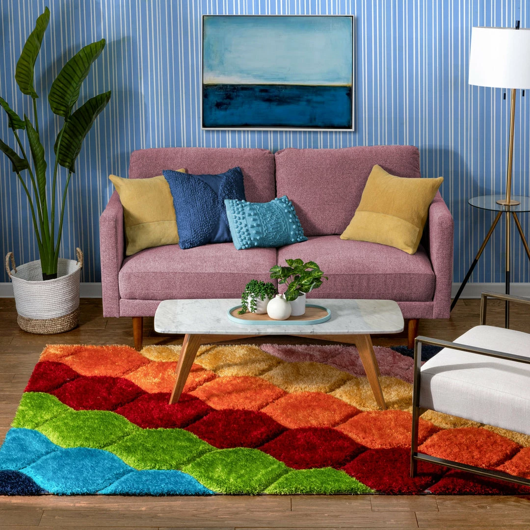 Well Woven Rainbow Modern Geometric Shag Multi 3D Textured Thick & Soft Shag Rug 5 Well Woven Rainbow Modern Geometric Shag Multi 3D Textured Thick & Soft Shag Rug
