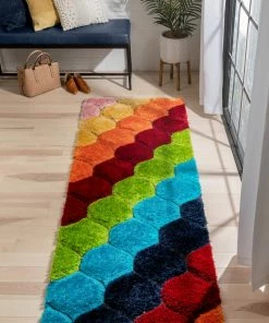 Well Woven Rainbow Modern Geometric Shag Multi 3D Textured Thick & Soft Shag Rug 20 Well Woven Rainbow Modern Geometric Shag Multi 3D Textured Thick & Soft Shag Rug