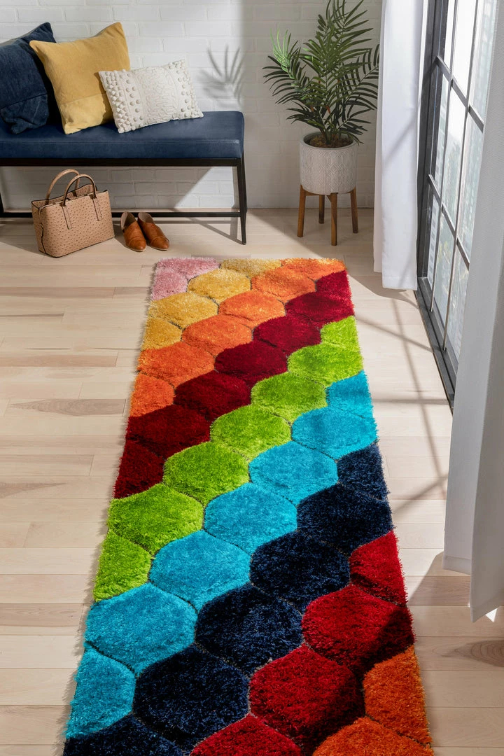 Well Woven Rainbow Modern Geometric Shag Multi 3D Textured Thick & Soft Shag Rug 10 Well Woven Rainbow Modern Geometric Shag Multi 3D Textured Thick & Soft Shag Rug