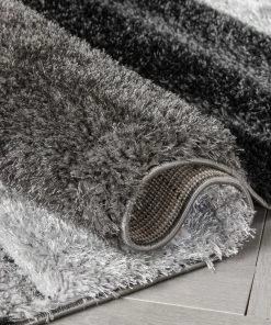 Well Woven Apallo Modern Geometric Black 3D Textured Thick & Soft Shag Rug