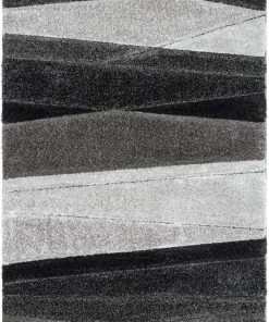 Well Woven Apallo Modern Geometric Black 3D Textured Thick & Soft Shag Rug