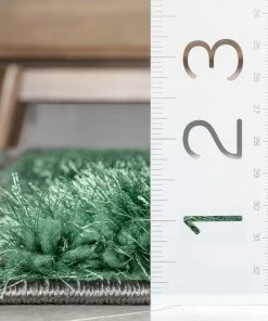 Well Woven Apallo Modern Geometric Green 3D Textured Thick & Soft Shag Rug