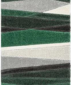 Well Woven Apallo Modern Geometric Green 3D Textured Thick & Soft Shag Rug