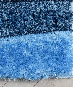Well Woven Apallo Modern Geometric Light Blue 3D Textured Thick & Soft Shag Rug