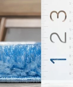 Well Woven Apallo Modern Geometric Light Blue 3D Textured Thick & Soft Shag Rug