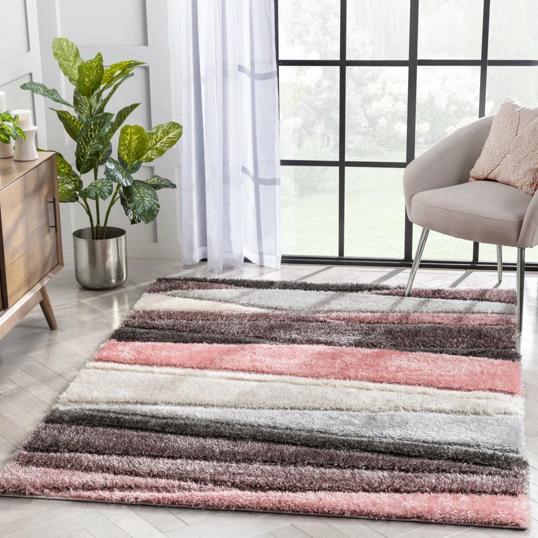 Well Woven Apallo Modern Geometric Blush 3D Textured Thick & Soft Shag Rug 1 Well Woven Apallo Modern Geometric Blush 3D Textured Thick & Soft Shag Rug