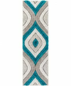 Well Woven Malibu Blue Modern 3D Textured Shag Rug