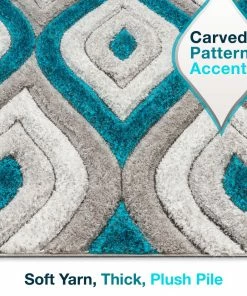 Well Woven Malibu Blue Modern 3D Textured Shag Rug
