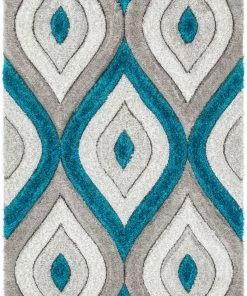Well Woven Malibu Blue Modern 3D Textured Shag Rug