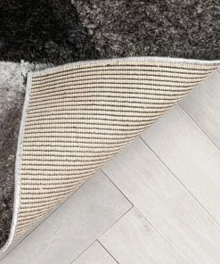 Well Woven Holland Modern Geometric Black 3D Textured Thick & Soft Shag Rug