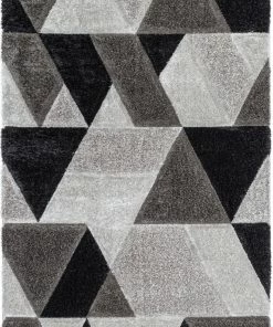 Well Woven Holland Modern Geometric Black 3D Textured Thick & Soft Shag Rug