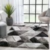 Well Woven Holland Modern Geometric Black 3D Textured Thick & Soft Shag Rug