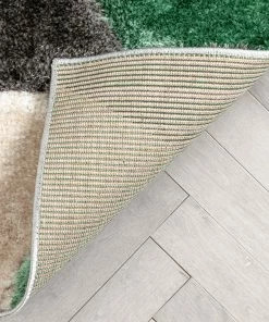 Well Woven Holland Modern Geometric Green 3D Textured Thick & Soft Shag Rug