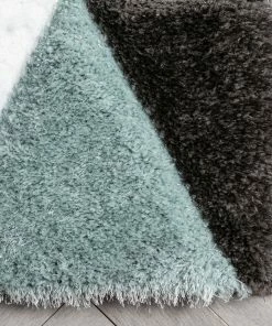 Well Woven Holland Modern Geometric Light Blue 3D Textured Thick & Soft Shag Rug