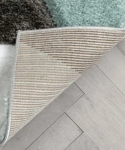 Well Woven Holland Modern Geometric Light Blue 3D Textured Thick & Soft Shag Rug