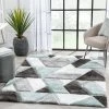 Well Woven Holland Modern Geometric Light Blue 3D Textured Thick & Soft Shag Rug