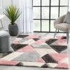 Well Woven Holland Modern Geometric Blush 3D Textured Thick & Soft Shag Rug
