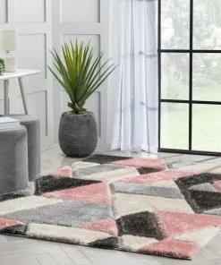 Well Woven Holland Modern Geometric Blush 3D Textured Thick & Soft Shag Rug 20 Well Woven Holland Modern Geometric Blush 3D Textured Thick & Soft Shag Rug