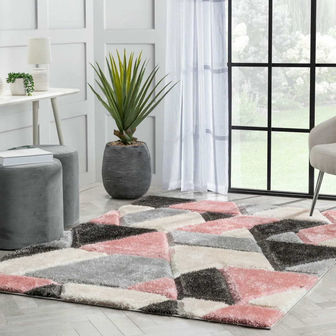 Well Woven Holland Modern Geometric Blush 3D Textured Thick & Soft Shag Rug 9 Well Woven Holland Modern Geometric Blush 3D Textured Thick & Soft Shag Rug