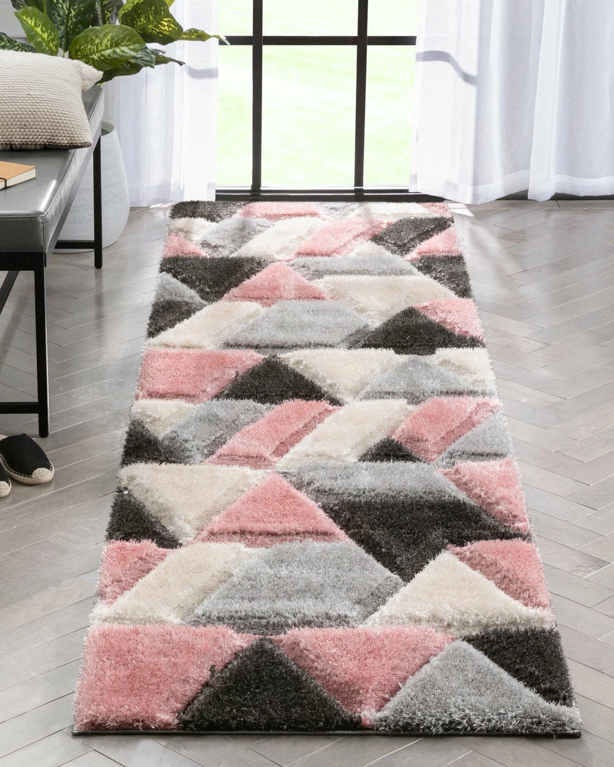 Well Woven Holland Modern Geometric Blush 3D Textured Thick & Soft Shag Rug 11 Well Woven Holland Modern Geometric Blush 3D Textured Thick & Soft Shag Rug