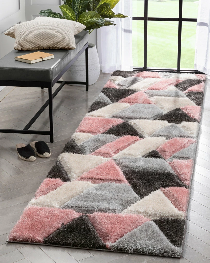 Well Woven Holland Modern Geometric Blush 3D Textured Thick & Soft Shag Rug 12 Well Woven Holland Modern Geometric Blush 3D Textured Thick & Soft Shag Rug