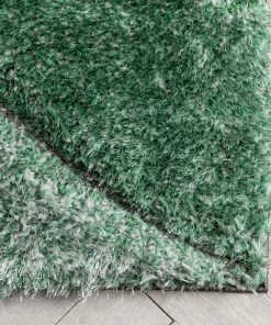 Well Woven Luz Modern Geometric Green 3D Textured Thick & Soft Shag Rug