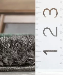 Well Woven Luz Modern Geometric Green 3D Textured Thick & Soft Shag Rug