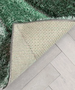 Well Woven Luz Modern Geometric Green 3D Textured Thick & Soft Shag Rug