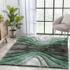 Well Woven Luz Modern Geometric Green 3D Textured Thick & Soft Shag Rug