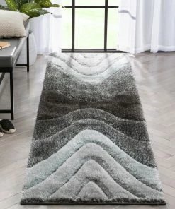 Well Woven Luz Modern Geometric Light Blue 3D Textured Thick & Soft Shag Rug 22 Well Woven Luz Modern Geometric Light Blue 3D Textured Thick & Soft Shag Rug