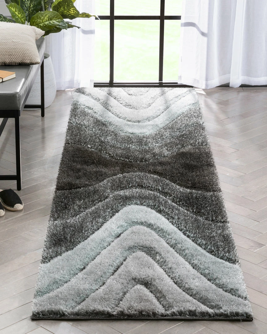 Well Woven Luz Modern Geometric Light Blue 3D Textured Thick & Soft Shag Rug 11 Well Woven Luz Modern Geometric Light Blue 3D Textured Thick & Soft Shag Rug