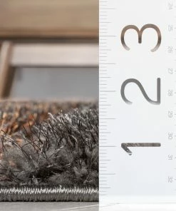 Well Woven Luz Modern Geometric Grey Orange 3D Textured Thick & Soft Shag Rug