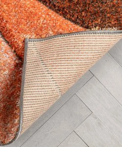 Well Woven Luz Modern Geometric Grey Orange 3D Textured Thick & Soft Shag Rug