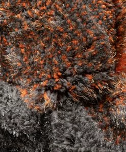 Well Woven Luz Modern Geometric Grey Orange 3D Textured Thick & Soft Shag Rug