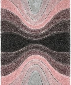 Well Woven Luz Modern Geometric Blush 3D Textured Thick & Soft Shag Rug