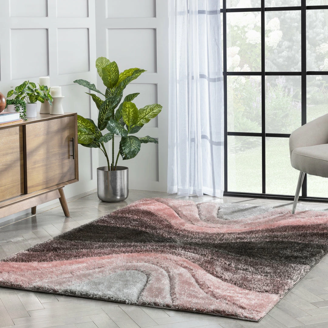 Well Woven Luz Modern Geometric Blush 3D Textured Thick & Soft Shag Rug 8 Well Woven Luz Modern Geometric Blush 3D Textured Thick & Soft Shag Rug