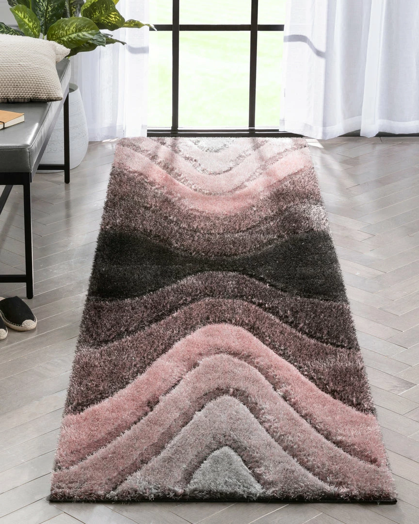 Well Woven Luz Modern Geometric Blush 3D Textured Thick & Soft Shag Rug 11 Well Woven Luz Modern Geometric Blush 3D Textured Thick & Soft Shag Rug