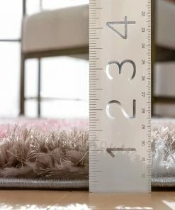 Well Woven Malibu Modern Ogee Pattern Geometric Shag Brown Blush 3D Textured Thick & Soft Shag Rug