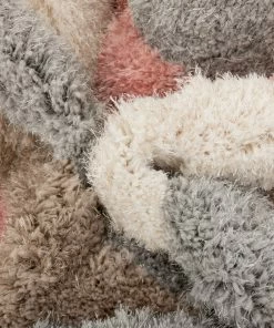 Well Woven Malibu Modern Ogee Pattern Geometric Shag Brown Blush 3D Textured Thick & Soft Shag Rug