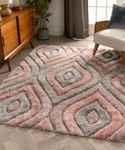 Well Woven Malibu Blush Modern 3D Textured Shag Rug By Chill Rugs