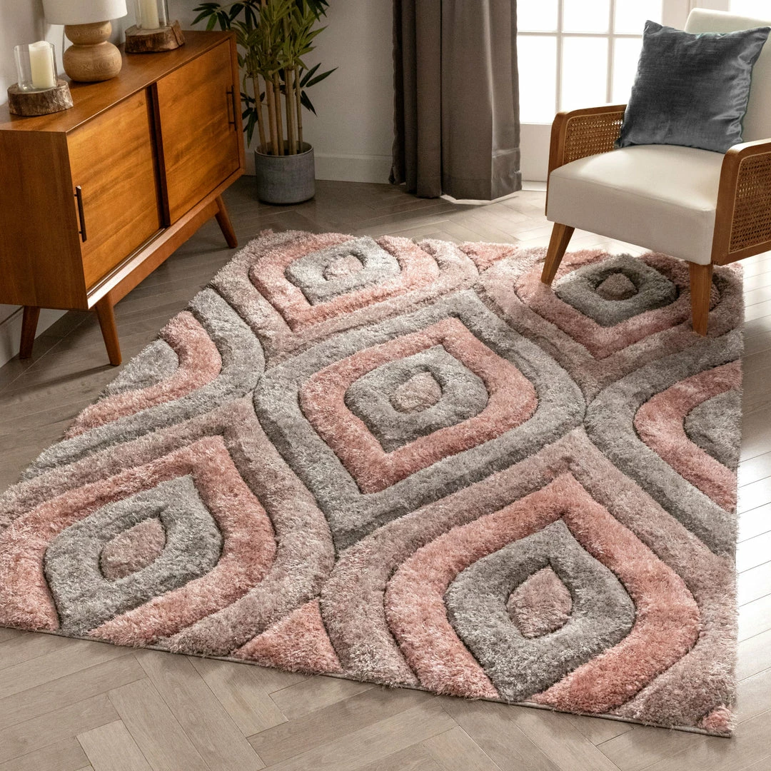 Well Woven Malibu Blush Modern 3D Textured Shag Rug By Chill Rugs 2 Well Woven Malibu Blush Modern 3D Textured Shag Rug By Chill Rugs