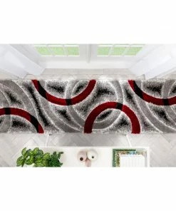 Well Woven Oahu Red Modern Geometric 3D Textured Shag Rug
